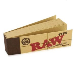 RAW Original natural unrefined rolling tips made from pure plant fibres, single booklet shown on white background
