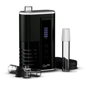 Arizer Go SRT dry herb vaporizer with glass parts and loading accessories